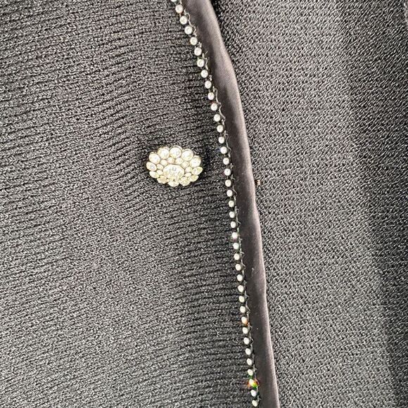 EL Ana Occasion Evening  Studded Embellished Jacket Rhinestone Buttons Black M - Picture 6 of 14